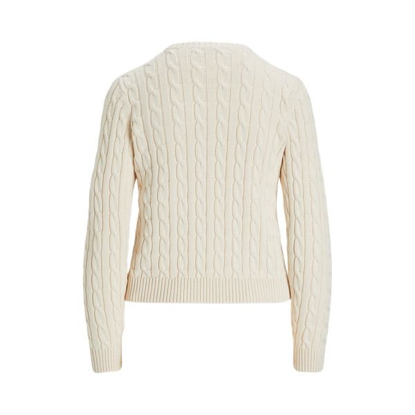 Baumwollstrickjacke mit Zopfmuster Lauren in Mascarpone-Creme 7