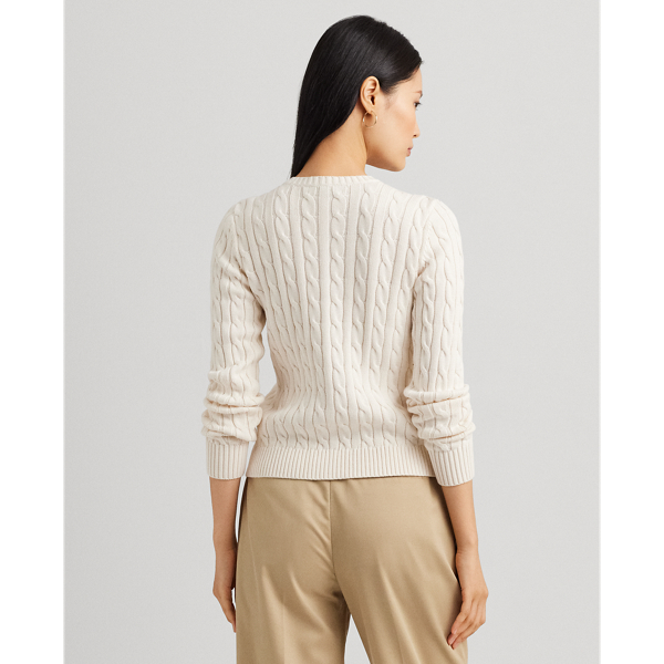 Baumwollstrickjacke mit Zopfmuster Lauren in Mascarpone-Creme 5