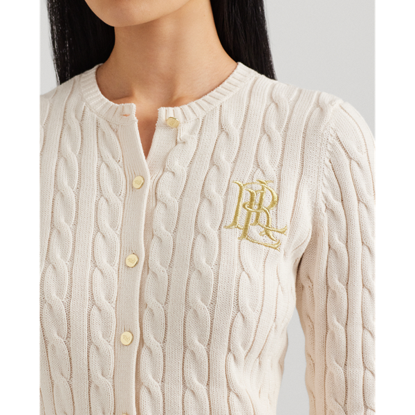 Baumwollstrickjacke mit Zopfmuster Lauren in Mascarpone-Creme 6