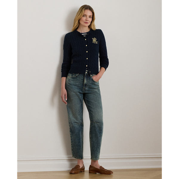 Baumwollstrickjacke mit Zopfmuster Lauren in Lauren-Navy 4