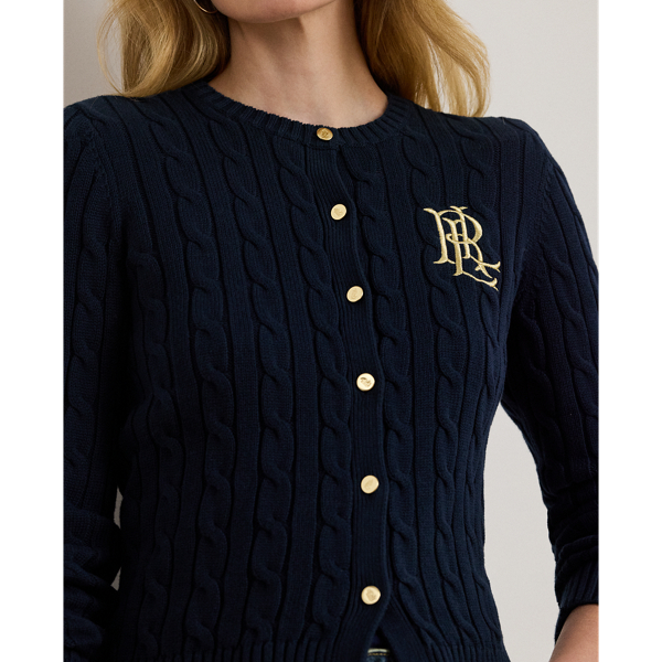 Baumwollstrickjacke mit Zopfmuster Lauren in Lauren-Navy 6