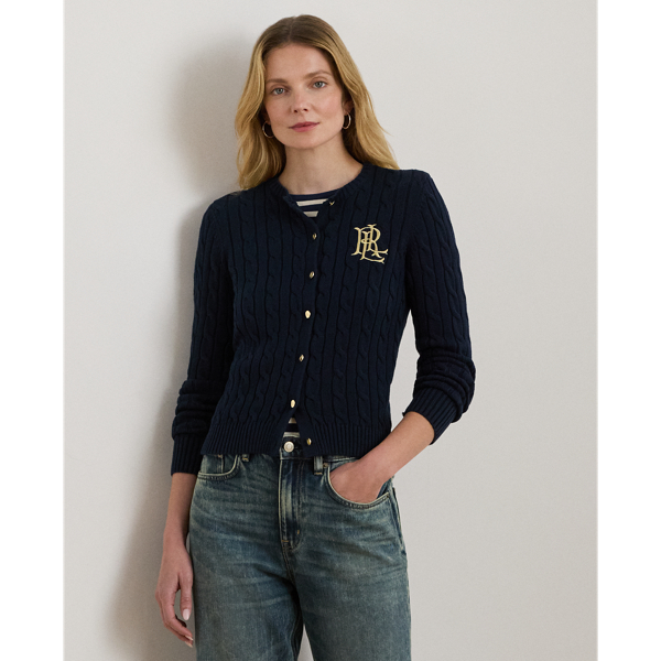 Baumwollstrickjacke mit Zopfmuster Lauren in Lauren-Navy 7