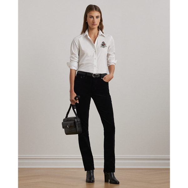 White Classic Fit Beaded-Crest Shirt Lauren 4