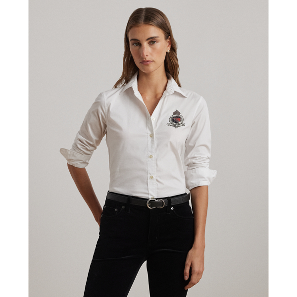 Classic Fit Beaded Crest Shirt for Women Ralph Lauren CH