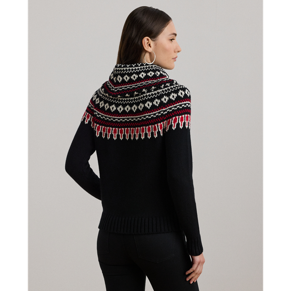 Black/Cream/Red Cotton Turtleneck Sweater Lauren 5