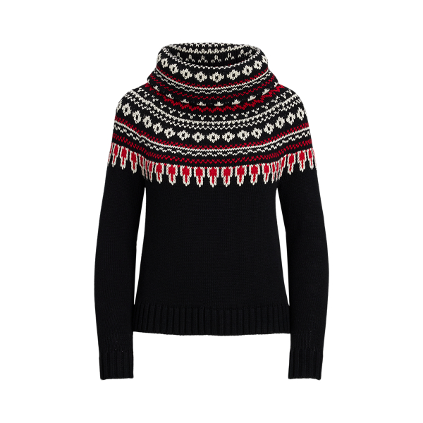 Black/Cream/Red Cotton Turtleneck Sweater Lauren 2
