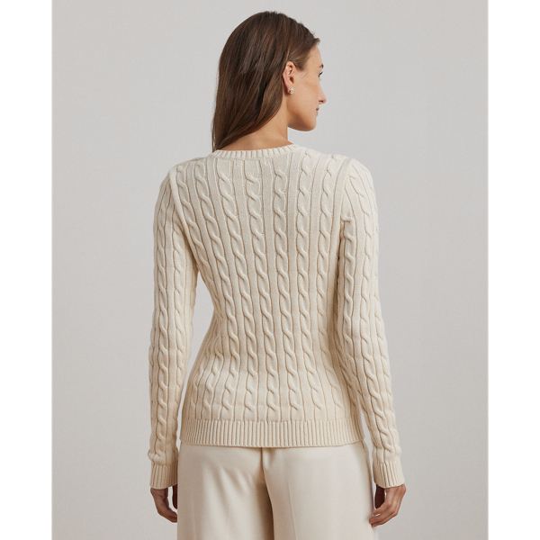 Button-Trim Cable-Knit Cotton Sweater
