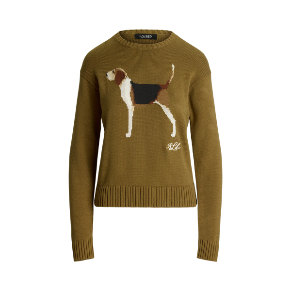 Intarsia Knit Beagle Cotton Sweater