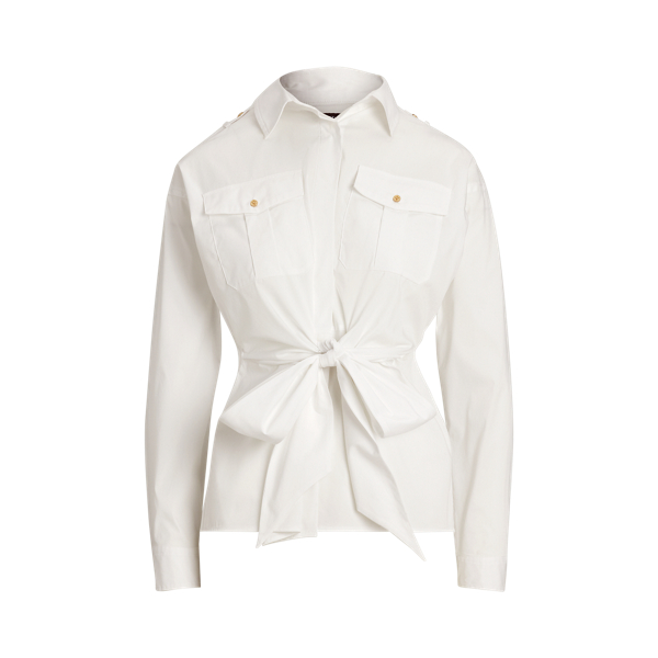 Tie-Front Cotton-Blend Shirt Lauren 1