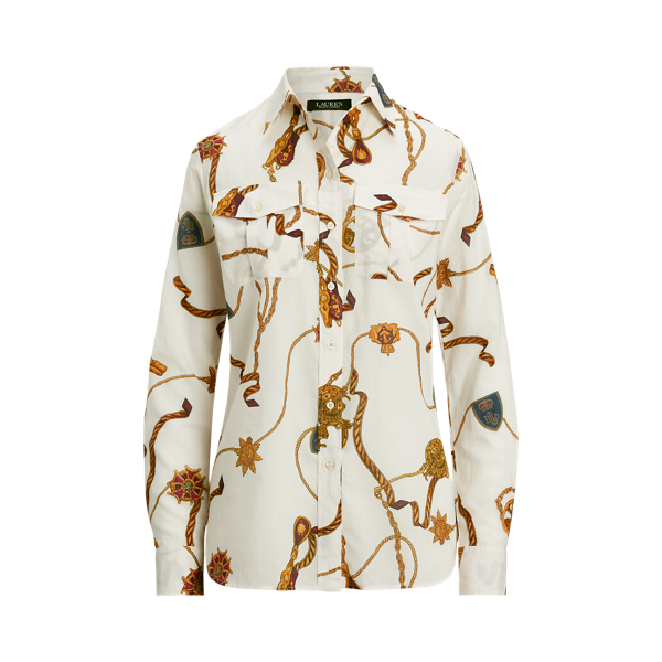 Classic Fit Print Cotton Voile Shirt