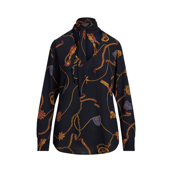 Bluse mit G&uuml;rteldruck und Bindedetail