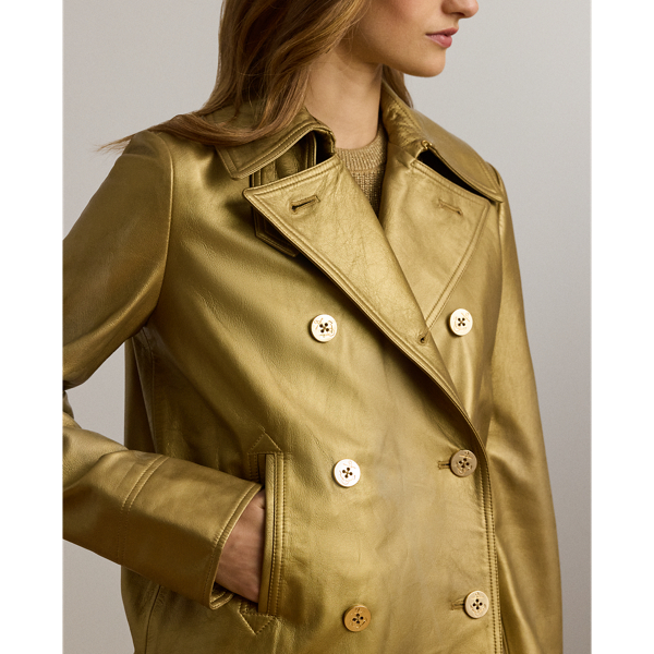 Leather Lauren Ralph Lauren Peacoat Metallic Lambskin Peacoat For