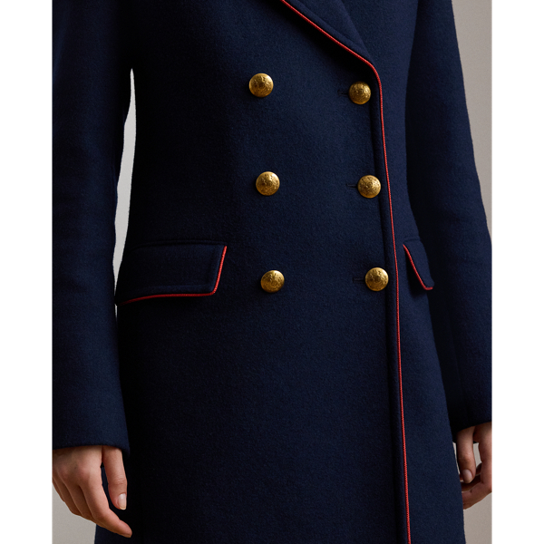 Double breasted blue coat sale