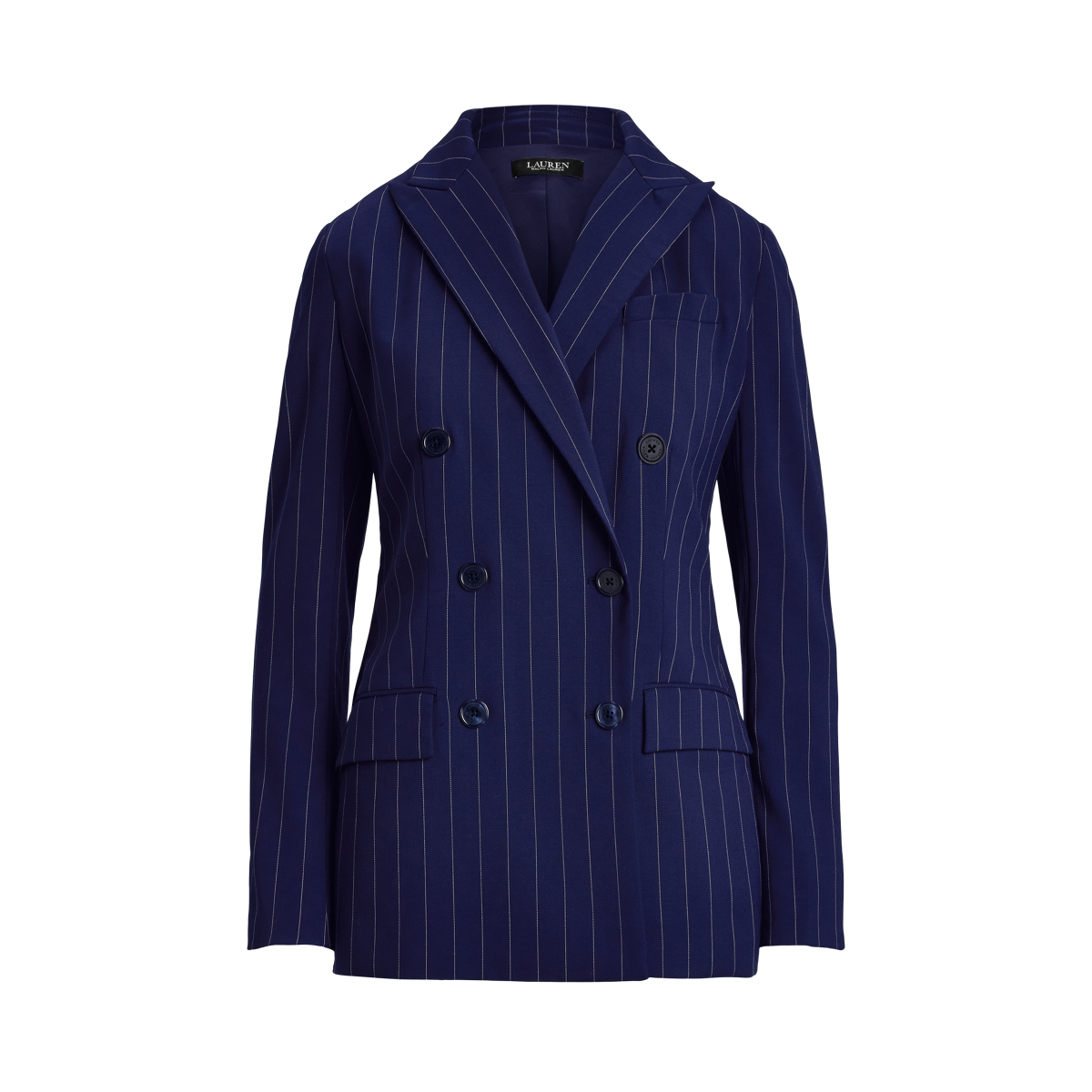 Pinstripe Double-Breasted Twill Blazer