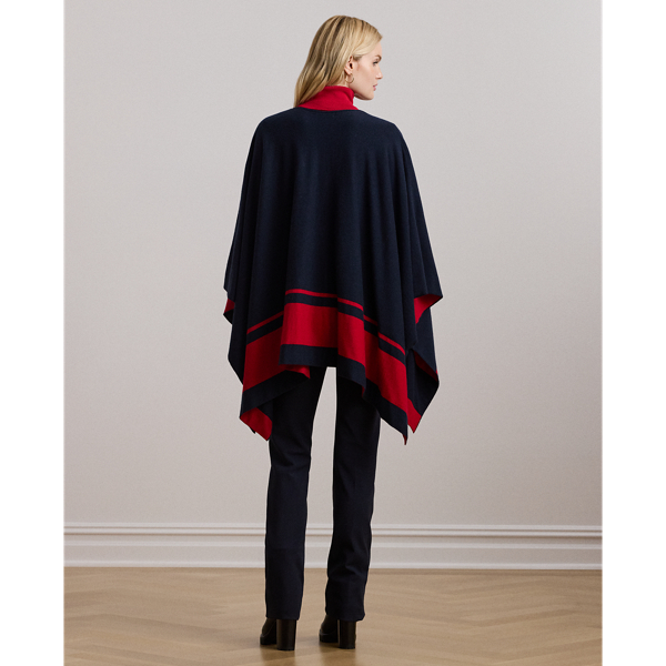 Intarsia Knit Two Tone Poncho