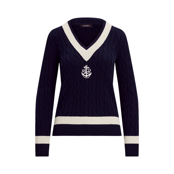 Cable-Knit Cotton Cricket Jumper Lauren 1