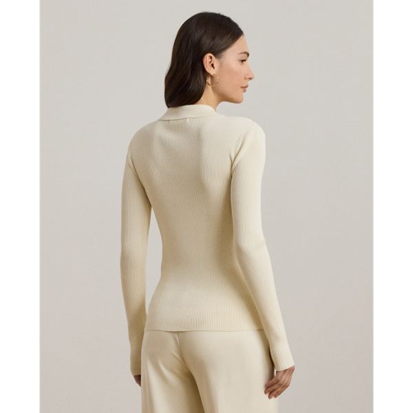 Rib-Knit Polo Sweater