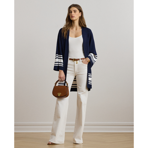 (取寄) ローレン ラルフローレン レディース ツートーン カーディガン Lauren Ralph Lauren women Two-tone Cardigan Refined Navy/White Two-Tone Cardigan