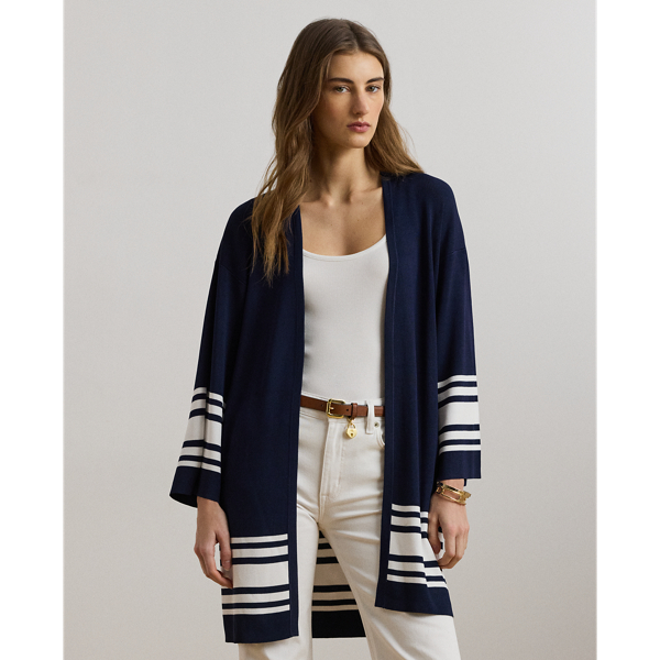 Refined Navy/White Two-Tone Cardigan Lauren 1