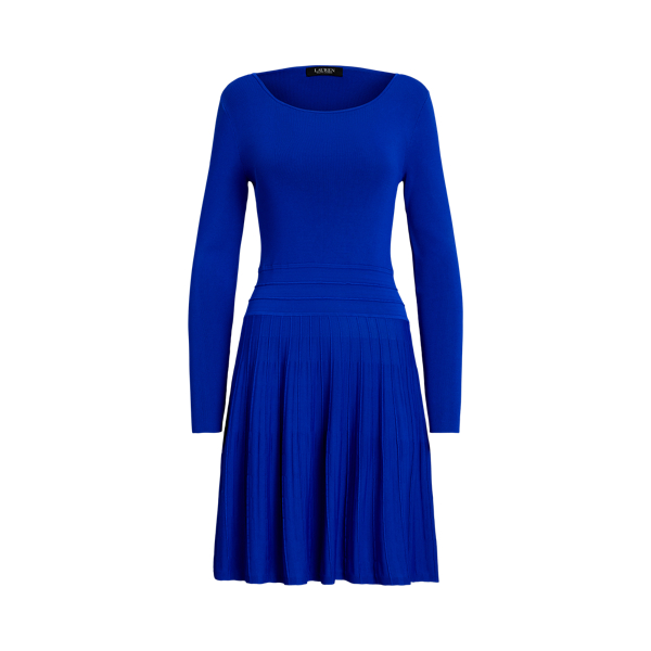 Pleated Long-Sleeve Jumper Dress