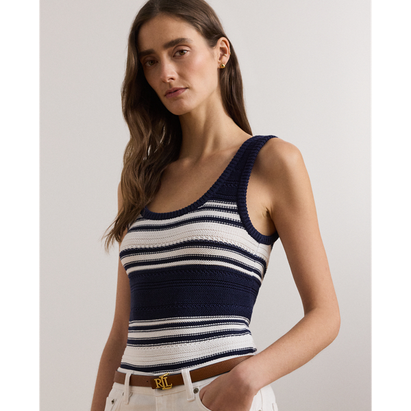 RALPH LAUREN☆フロントツイスト ブラレット スイムトップ セール】 リラックスド フィット ストライプド ブロードクロス