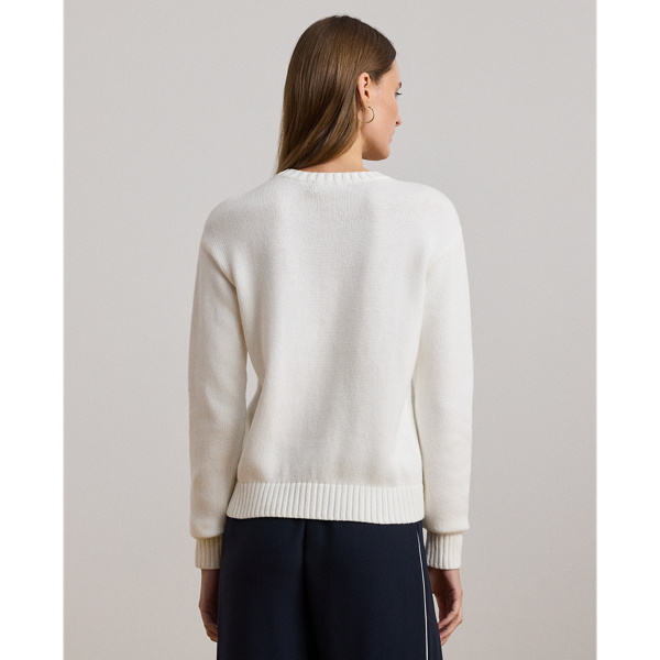 White Anchor-Logo Combed Cotton Sweater Lauren 5