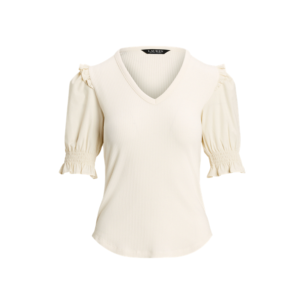 Geripptes Oberteil mit Puff&auml;rmeln Lauren in 1