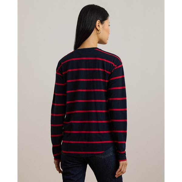 LAUREN RALPH LAUREN / ローレン ラルフ ローレン ストライプド ジャージー ロングスリーブ Tシャツ ロングスリーブ ジャージー クルーネック Tシャツ
