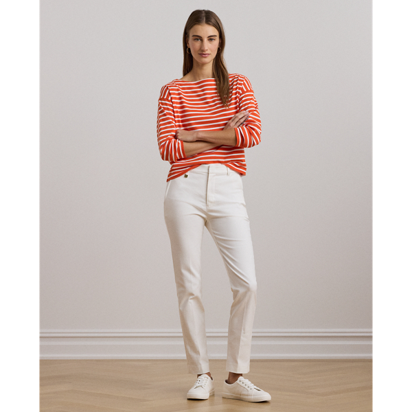 ラルフ・ローレン Lauren Ralph Lauren Striped Cotton Jersey Boatneck Top レディース シャツ ト Striped Cotton Jersey Boatneck Top