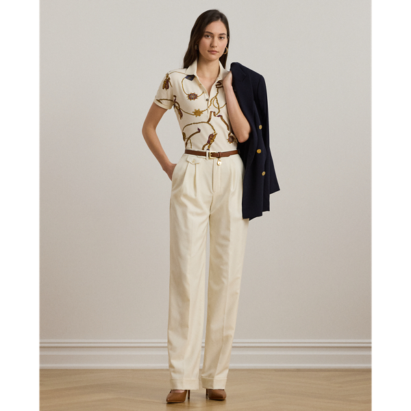 Belting-Print Stretch Piqué Polo Shirt