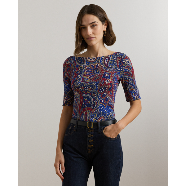 T-shirt encolure bateau motif cachemire