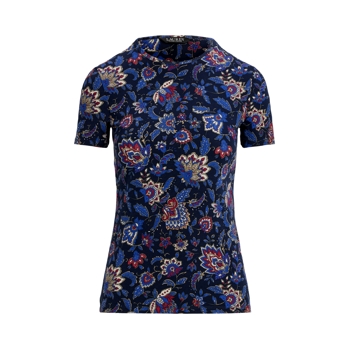 Floral Stretch Cotton Crewneck Tee