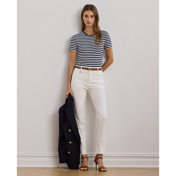 Striped Stretch Cotton Crewneck Tee