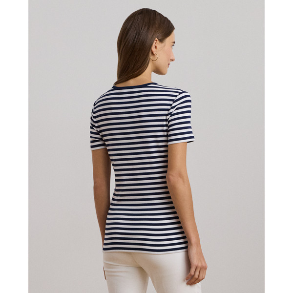 ラルフ・ローレン Lauren Ralph Lauren Striped ストレッチ Cotton Crew Neck Tee レディース シャツ ト s7-AI200963889003_alternate10?