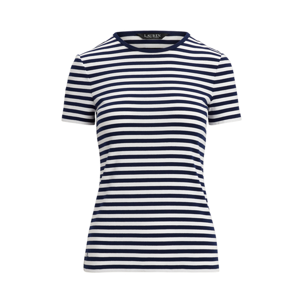 ラルフ・ローレン Lauren Ralph Lauren Striped ストレッチ Cotton Crew Neck Tee レディース シャツ ト Striped Stretch Cotton Crewneck Tee