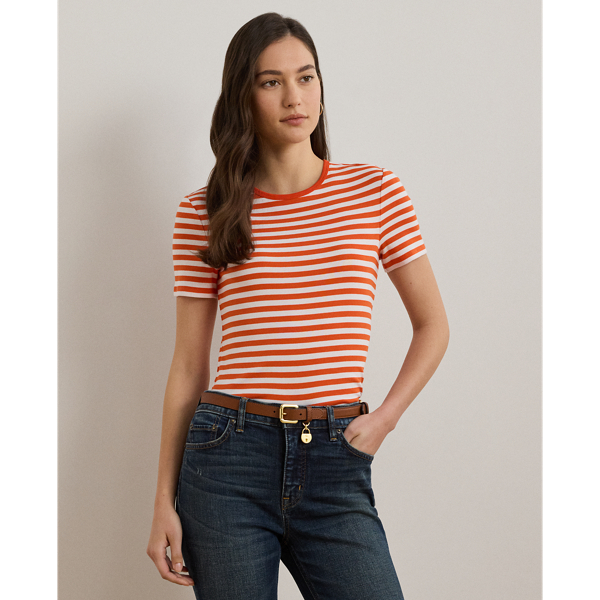 Striped Stretch Cotton Crewneck Tee