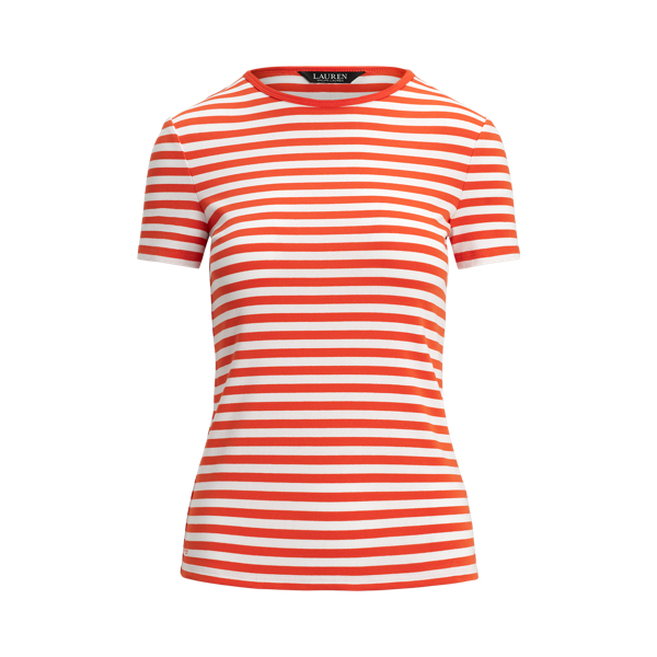 ラルフ・ローレン Lauren Ralph Lauren Plus Size Striped ストレッチ Cotton Crew Neck Tee レ 00000000_zi_e8bef35b-5e12-4bdf