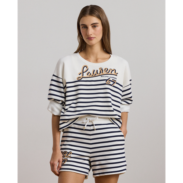 Striped French Terry Cropped Sweatshirt