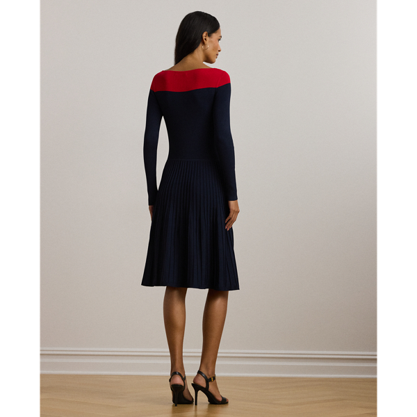 【RALPH LAUREN】ツートン クレープ ノースリーブ シフトドレス ジオプリント ベルテッド クレープ ドレス | ラルフ ローレン