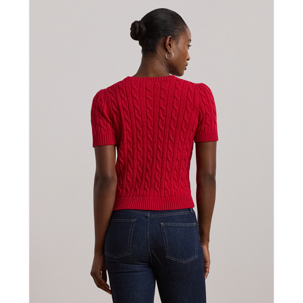 POLO RALPH LAUREN 半袖ケーブルニットコットン ブラウン M T
