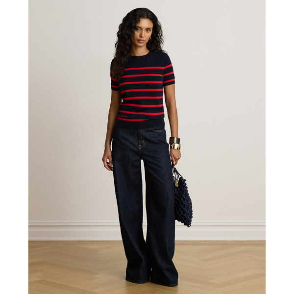 Striped Short-Sleeve Sweater