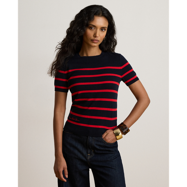 Striped Short-Sleeve Sweater