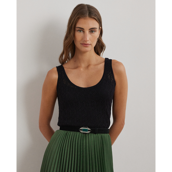 Black Pointelle-Knit Sleeveless Sweater Lauren 1