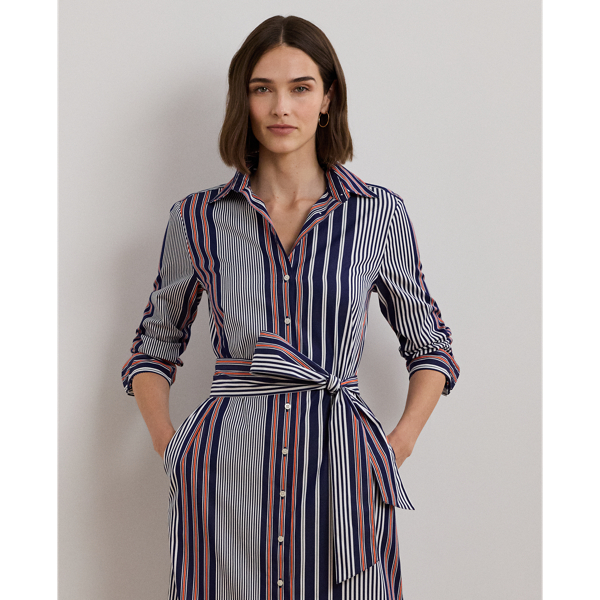 Striped Cotton Broadcloth Shirtdress