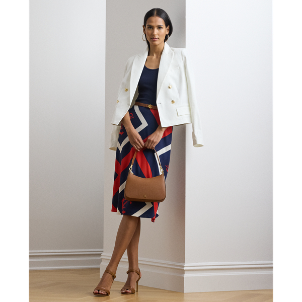 Blue Multi Anchor-Print Crepe Midi Skirt Lauren 1
