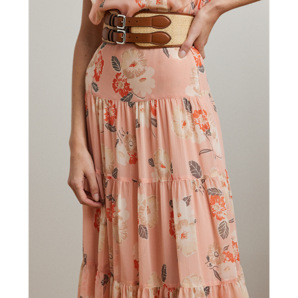 Floral Crinkle Georgette Tiered Skirt
