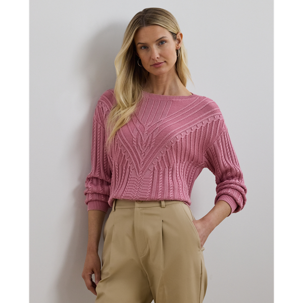 ラルフ・ローレン Lauren Ralph Lauren Cable-ニット Cotton-Blend Boatneck Sweater レディース s7-AI200963623005_alternate10?