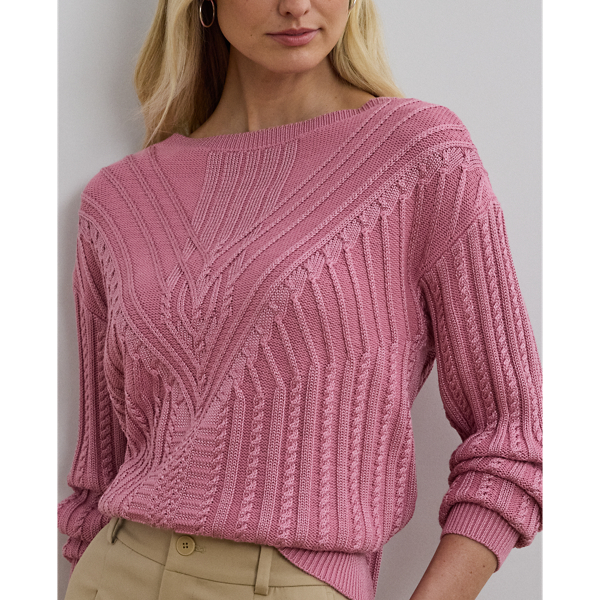 ラルフ・ローレン Lauren Ralph Lauren Cable-ニット Cotton-Blend Boatneck Sweater レディース Lauren Ralph Lauren Women's Cable-Knit Cotton-Blend Sweater