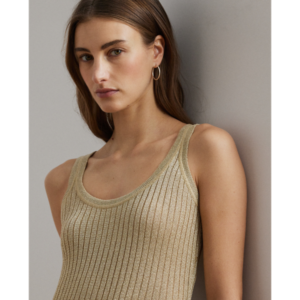 売れ筋商品|||ラルフローレン Tシャツ レディース トップス LLIC RIB KNIT SWEATER TANK TOP - Top - mineral gold Lauren Ralph Lauren METALLIC RIB KNIT SWEATER TANK TOP - Top