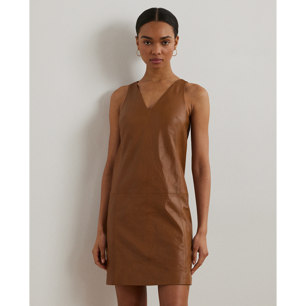 【Lauren Ralph Lauren】Lambskin Sleeveless Shift Dress Lambskin Sleeveless Shift Dress